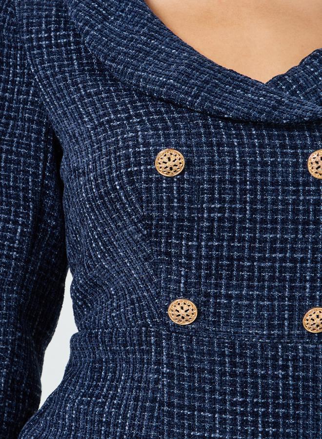 ستايلي فستان طويل شيث من التويد للنساء - Image 3